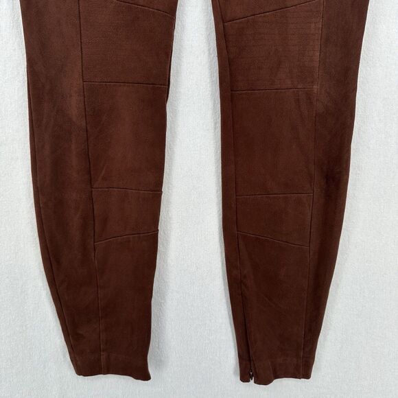 Sundance Pants Womens 8 Faux Suede Brown Legging Skinny Moto Zip Hem Academia - Picture 4 of 14